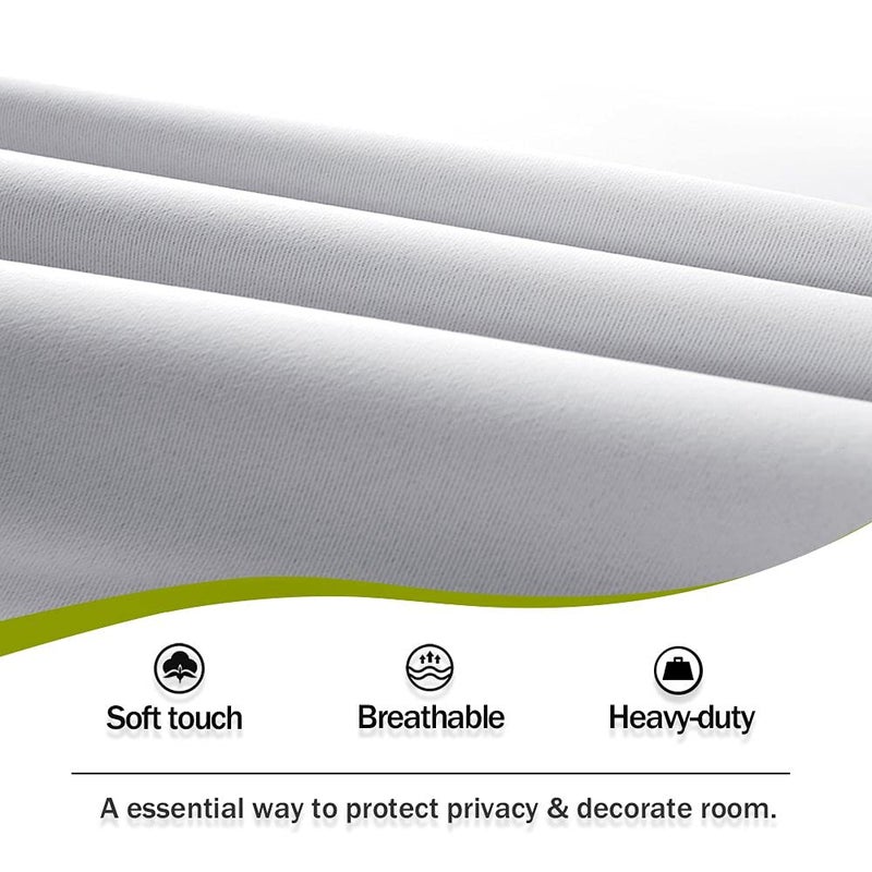 PONY DANCE Door Curtain Panel - Heavy-Duty Solid Rod Pocket Blackout Window Treatment for Sliding Glass French Door with Adjustable Tieback, 25 x 72-inch, Greyish White, 1 Piece - Image 5
